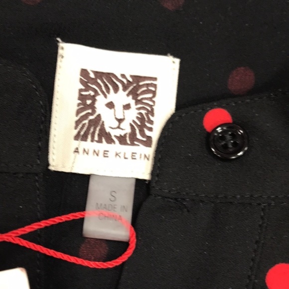 Anne Klein Polka-Dot Collarless Blouse - Picture 5 of 5
